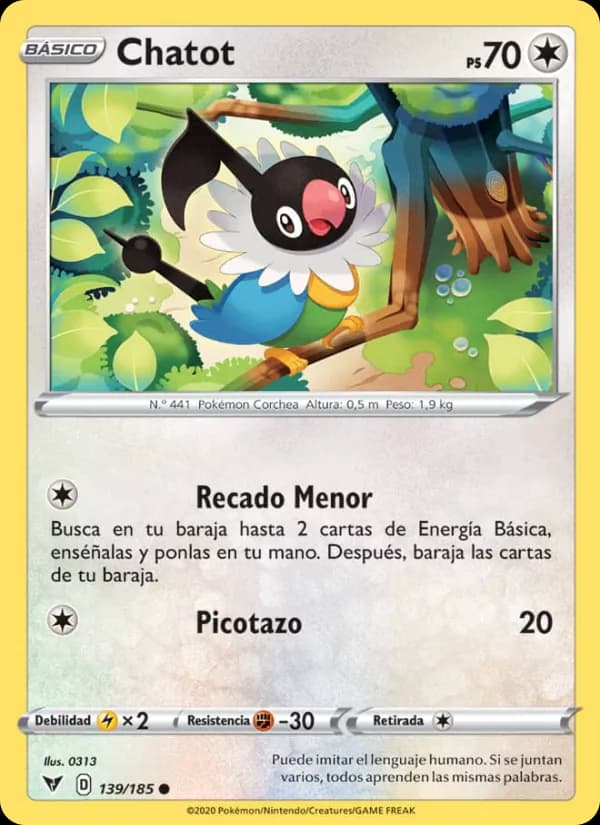 Chatot card in Spanish