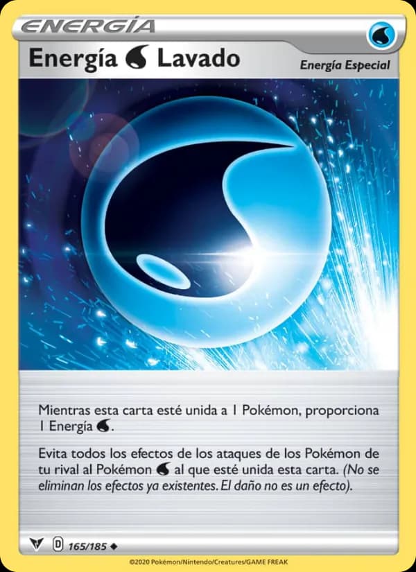 Energía Water Lavado card in Spanish