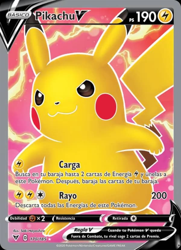 Pikachu V card in Spanish