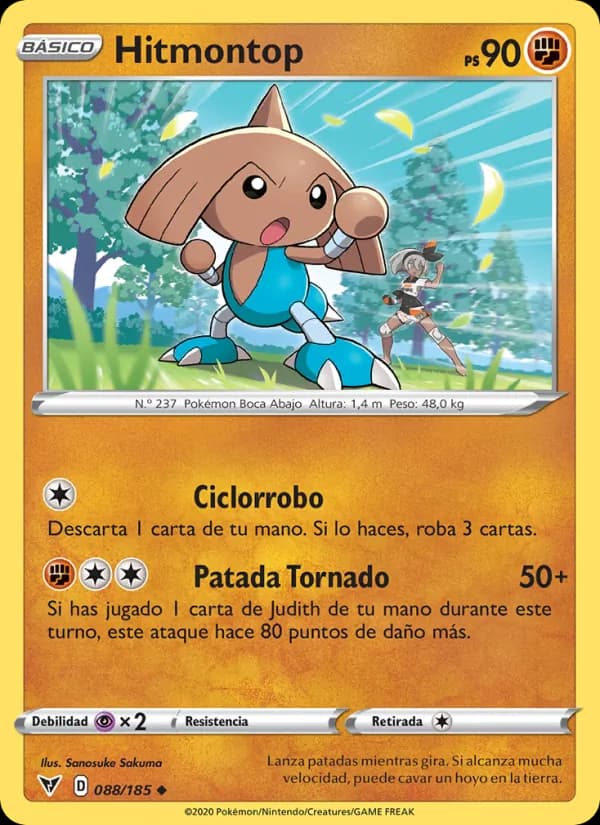 Hitmontop card in Spanish