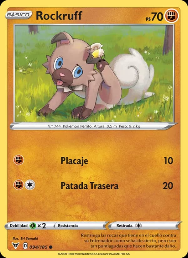 Rockruff card in Spanish