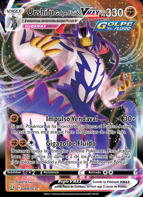 Urshifu Golpe Fluido VMAX card in Spanish