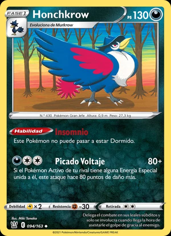 Honchkrow card in Spanish