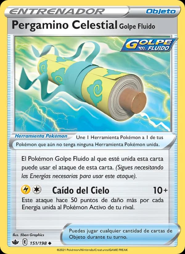 Pergamino Celestial Golpe Fluido card in Spanish