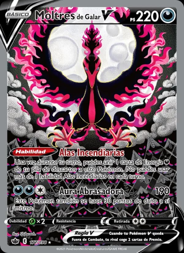 Moltres de Galar V card in Spanish