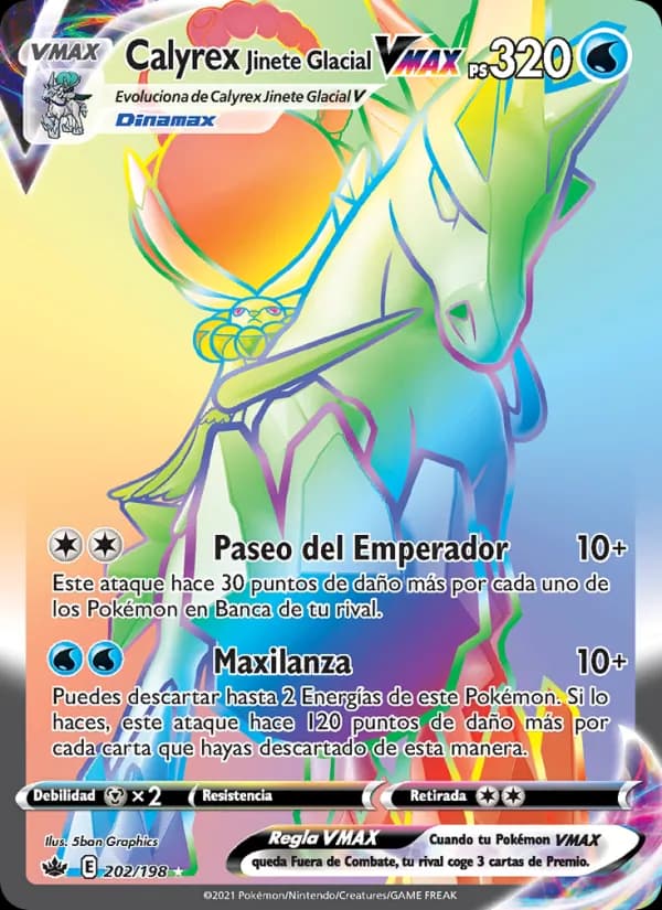 Calyrex Jinete Glacial VMAX card in Spanish