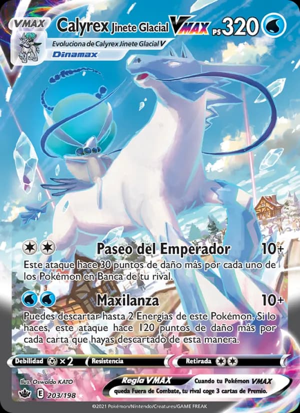 Calyrex Jinete Glacial VMAX card in Spanish
