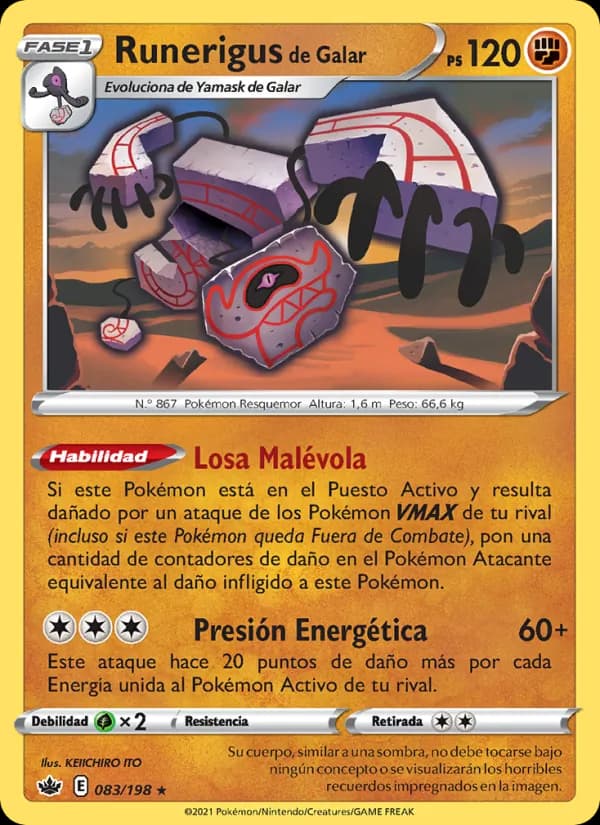 Runerigus de Galar card in Spanish