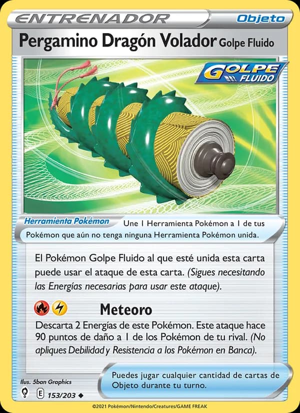 Pergamino Dragón Volador Golpe Fluido card in Spanish