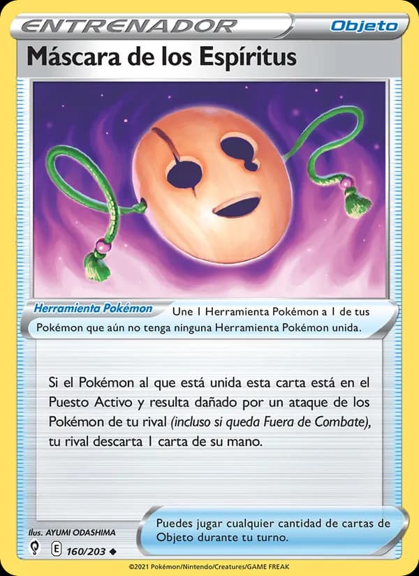 Máscara de los Espíritus card in Spanish