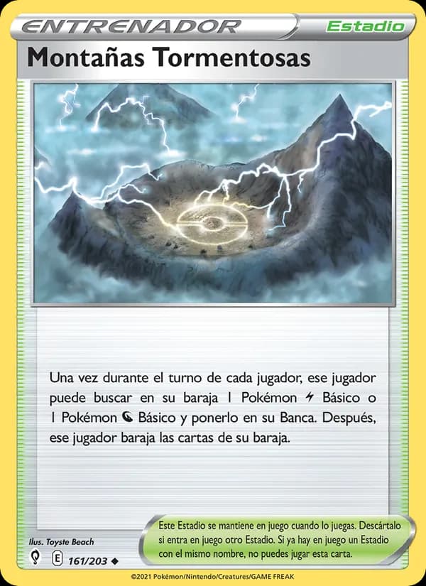 Montañas Tormentosas card in Spanish