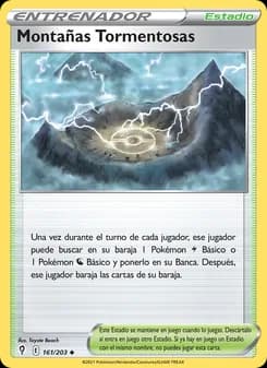 Montañas Tormentosas card in Spanish