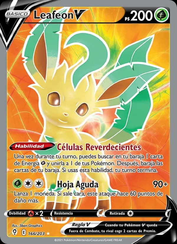 Leafeon V card in Spanish