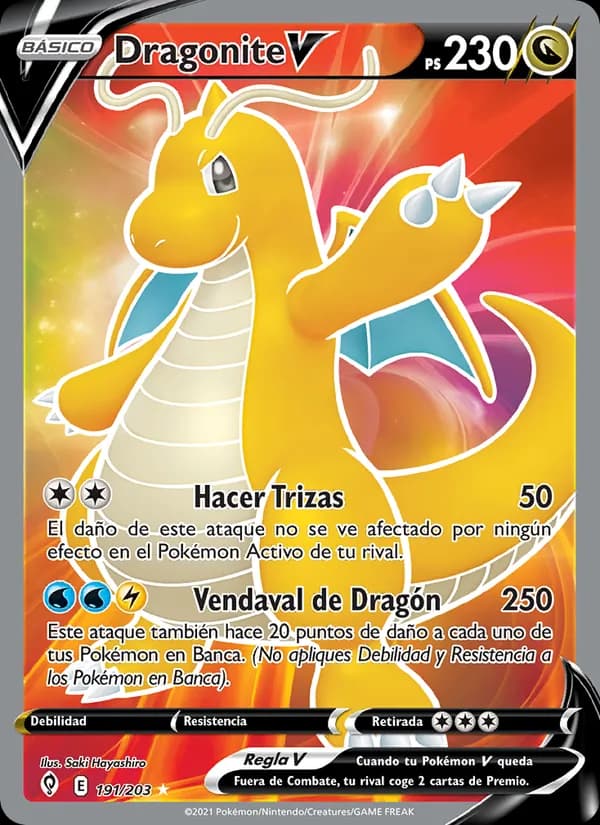 Dragonite V card in Spanish