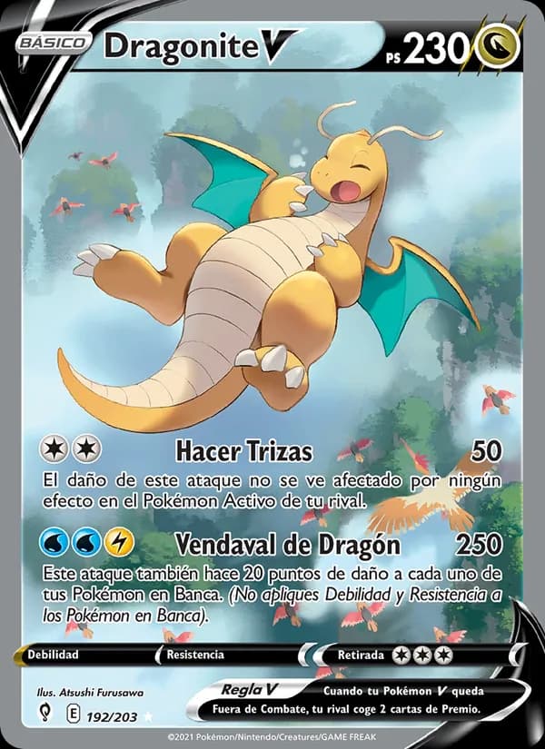 Dragonite V card in Spanish