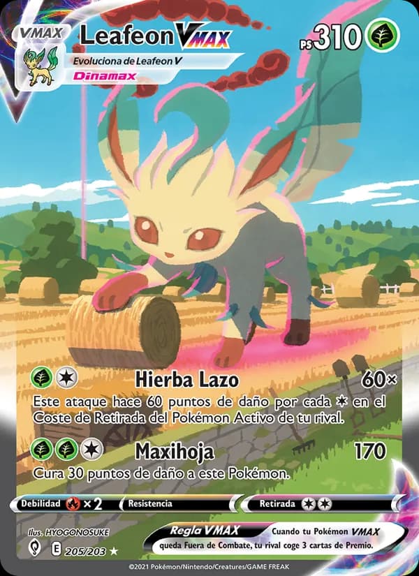 Leafeon VMAX card in Spanish
