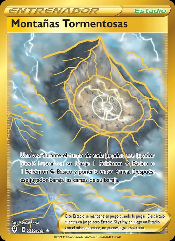 Montañas Tormentosas card in Spanish