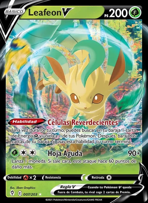 Leafeon V card in Spanish
