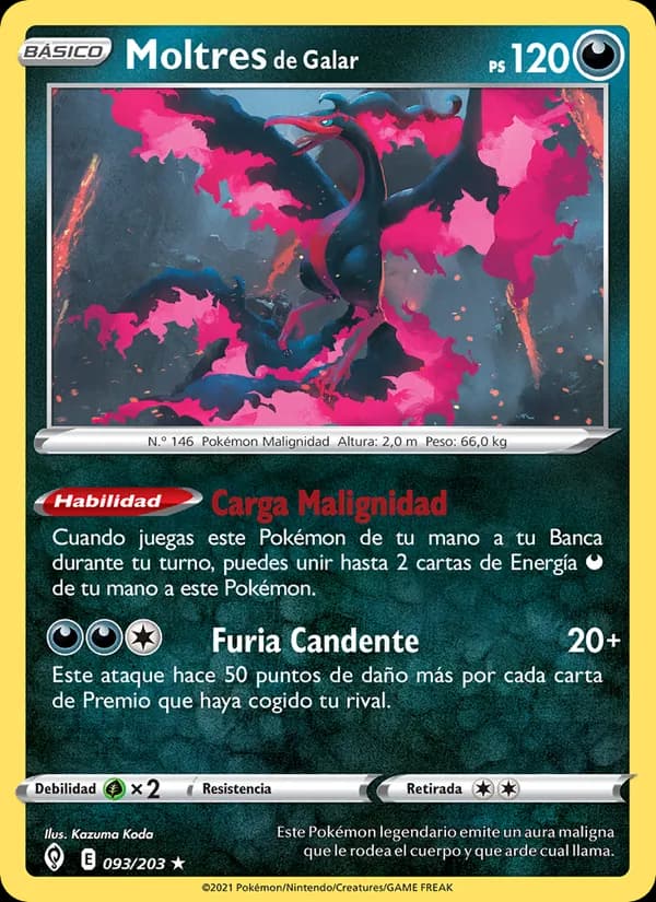 Moltres de Galar card in Spanish