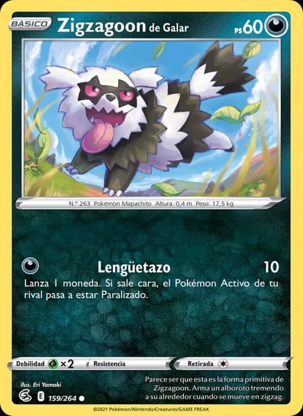 Zigzagoon de Galar card in Spanish
