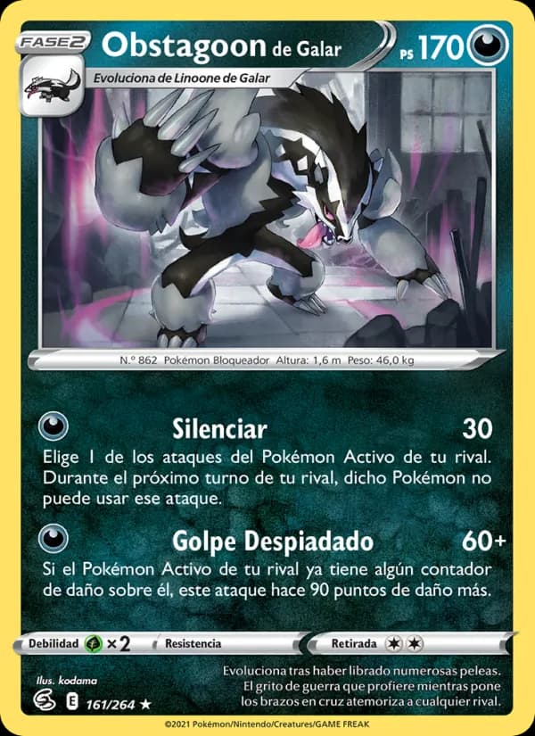 Obstagoon de Galar card in Spanish