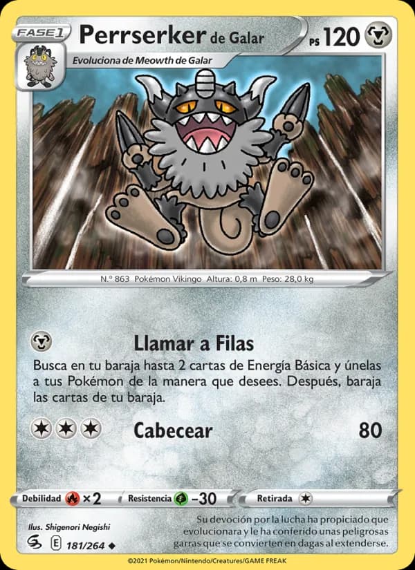 Perrserker de Galar card in Spanish