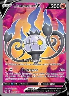 Chandelure V card in Spanish