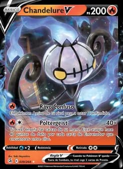 Chandelure V card in Spanish