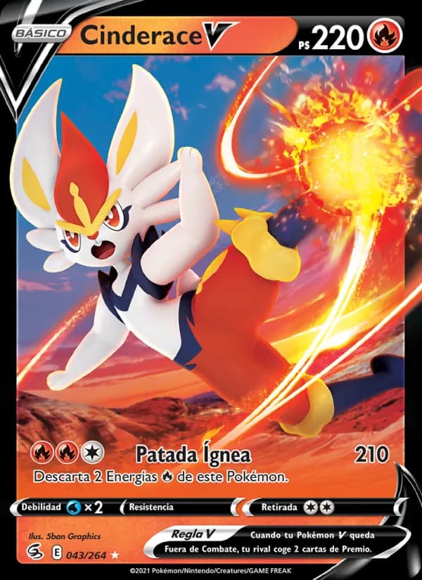 Cinderace V card in Spanish