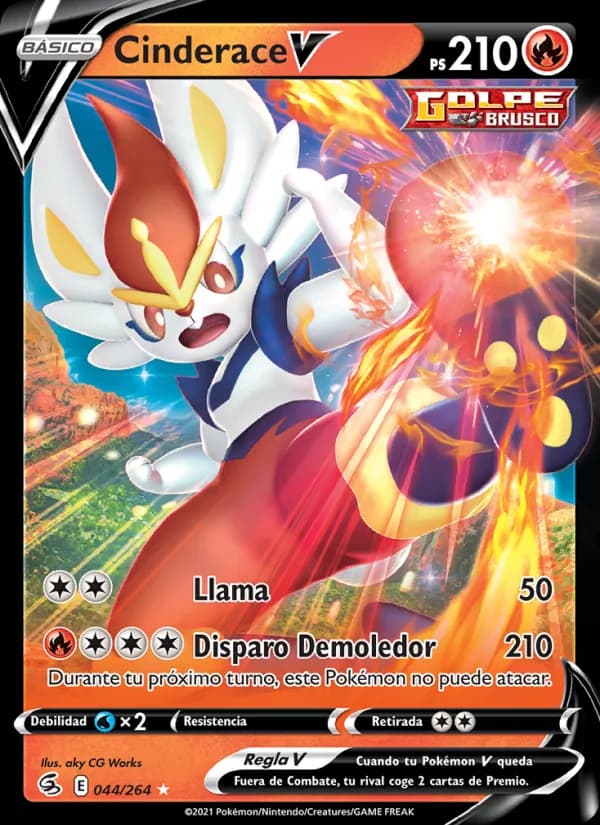 Cinderace V card in Spanish