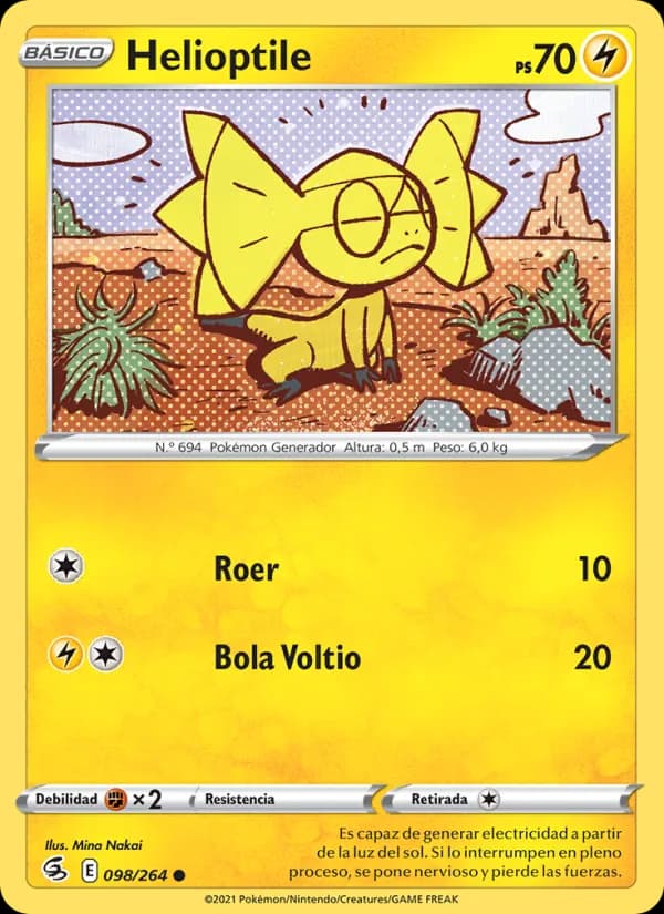 Helioptile card in Spanish