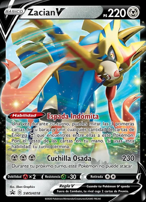 Zacian V card in Spanish