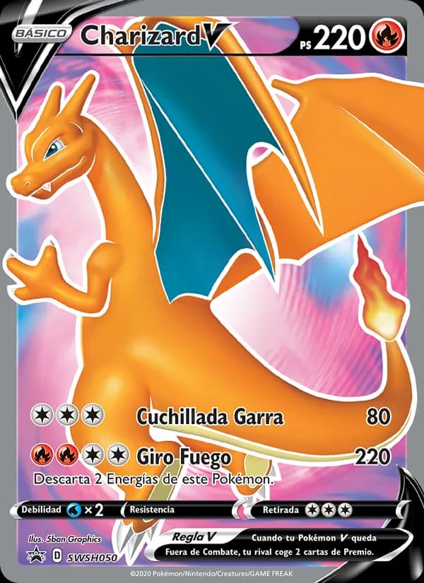 Charizard V card in Spanish