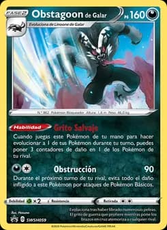 Obstagoon de Galar card in Spanish