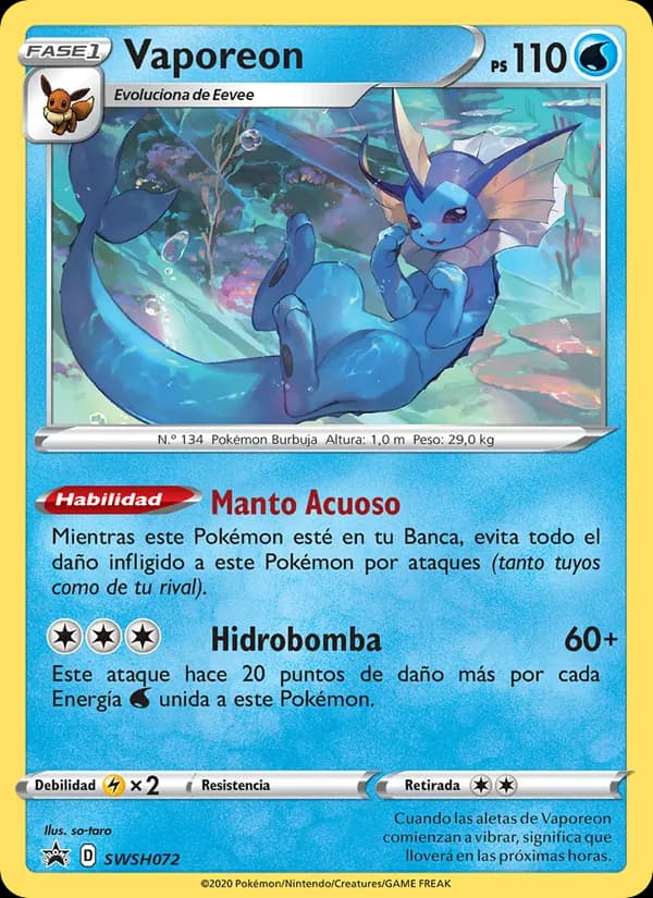 Vaporeon card in Spanish
