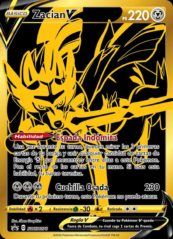 Zacian V card in Spanish