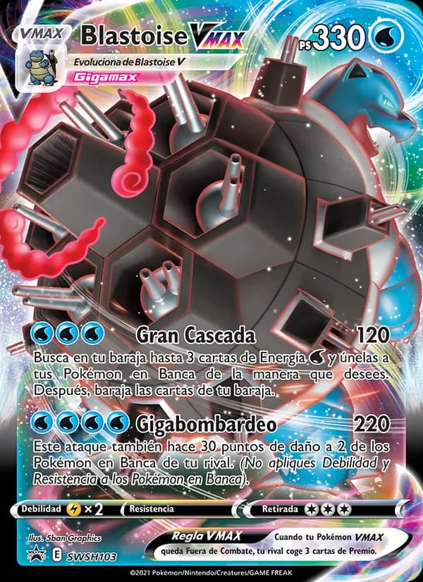 Blastoise VMAX card in Spanish