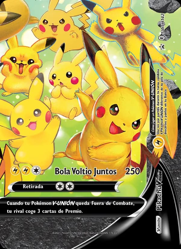 Pikachu V-UNIÓN card in Spanish