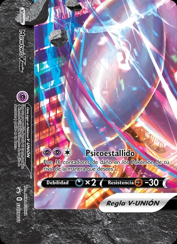 Mewtwo V-UNIÓN card in Spanish