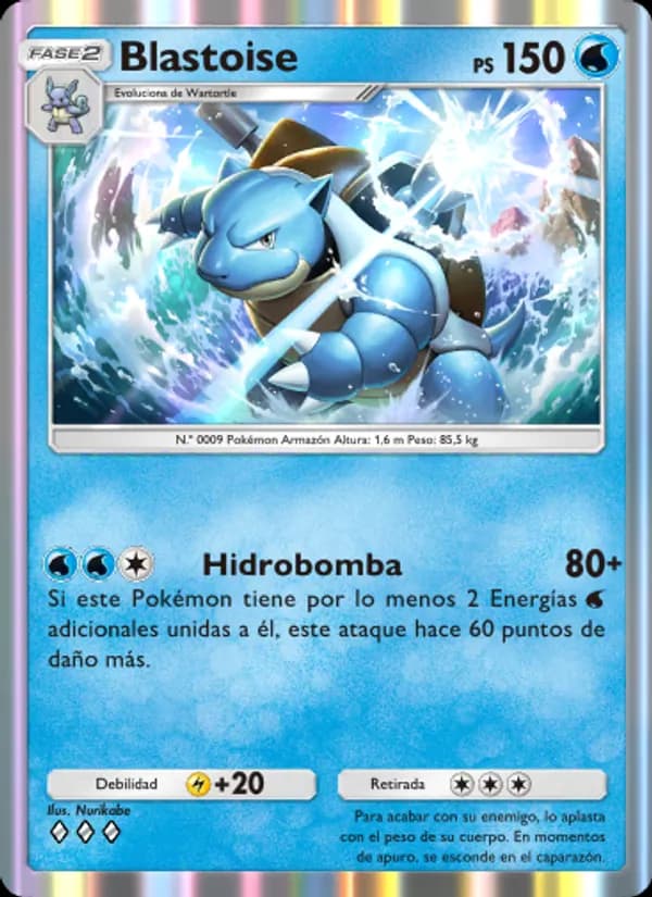 Blastoise card in Spanish