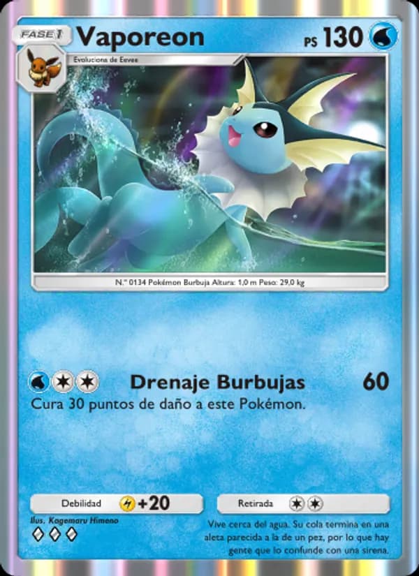 Vaporeon card in Spanish