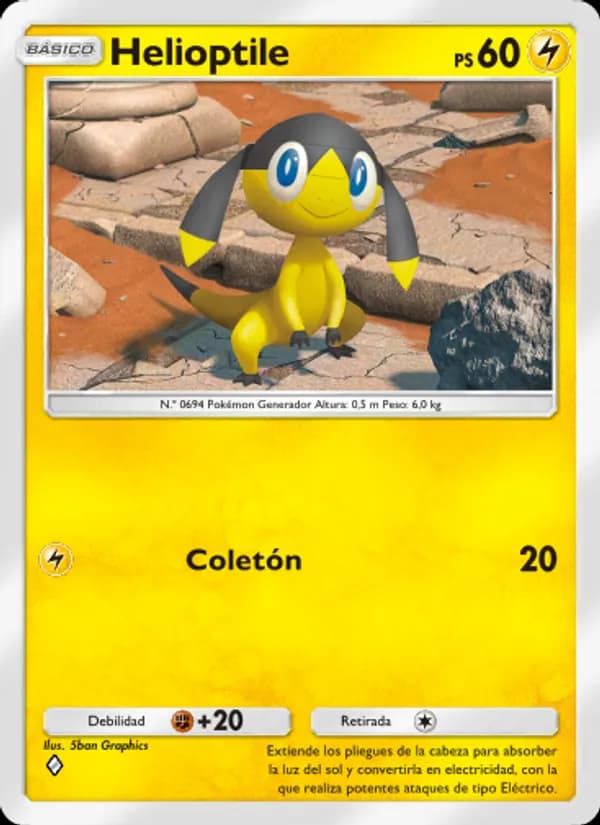 Helioptile card in Spanish