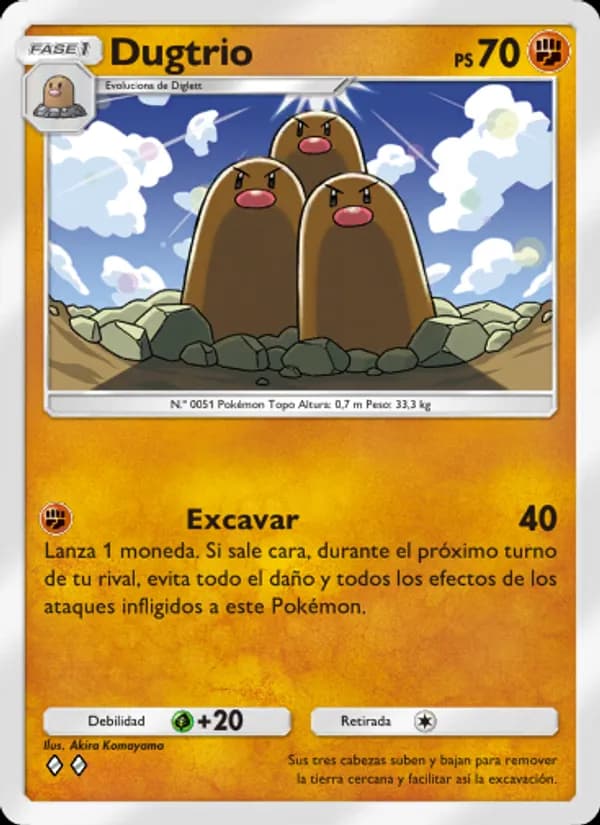 Dugtrio card in Spanish