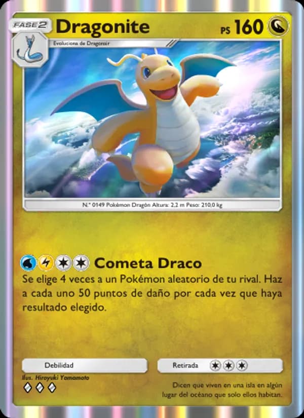 Dragonite card in Spanish