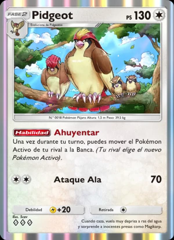 Pidgeot card in Spanish