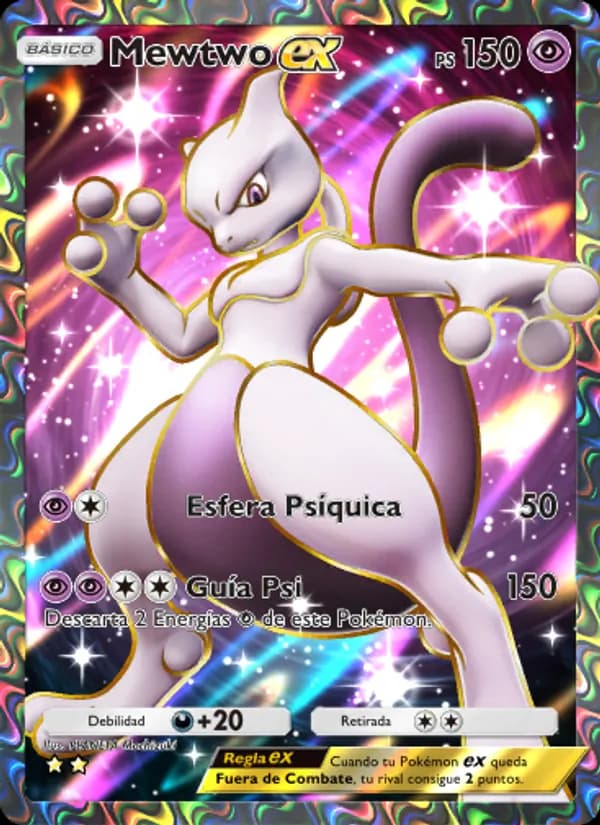 Mewtwo ex card in Spanish