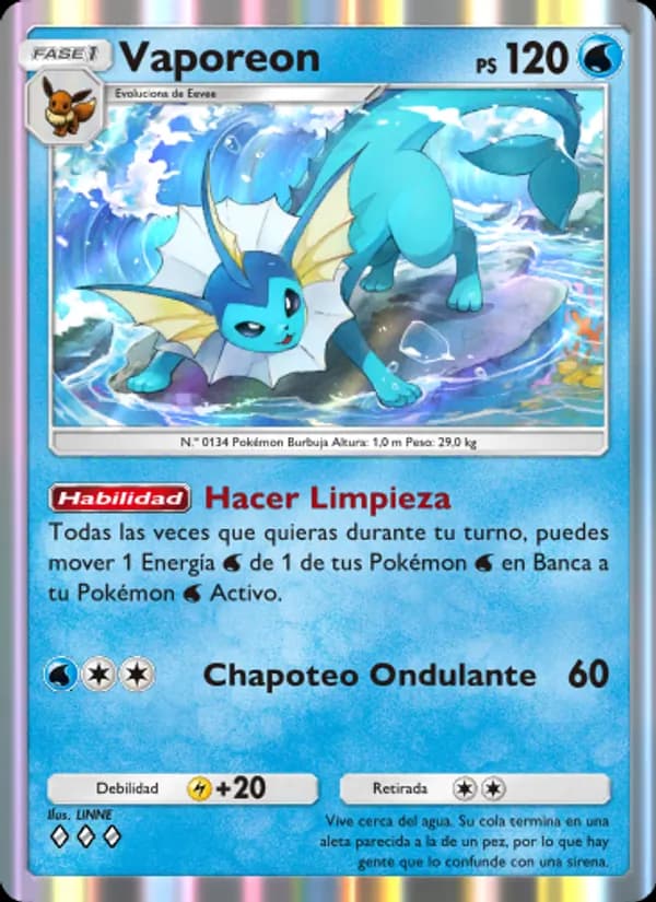 Vaporeon card in Spanish