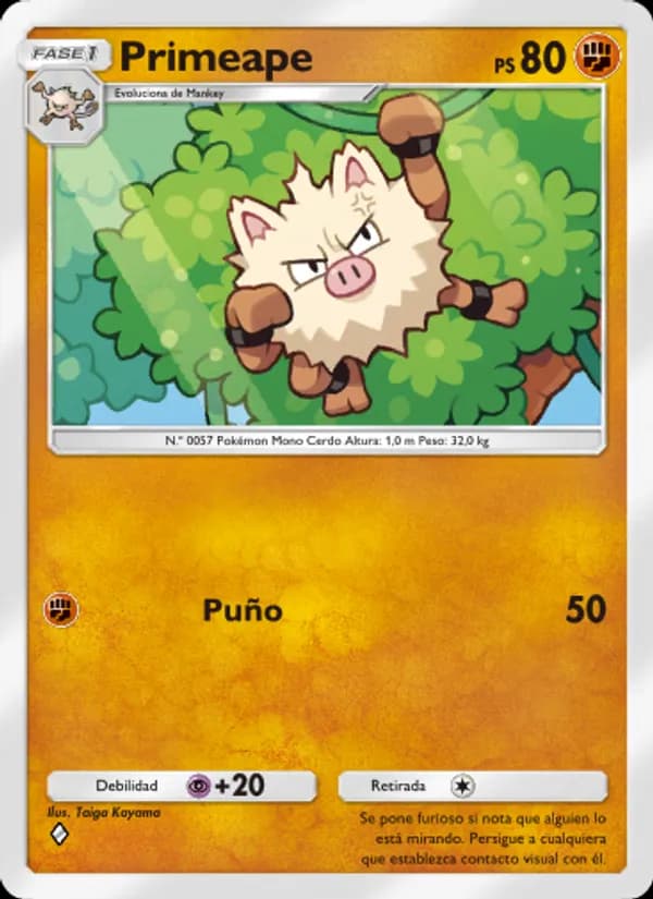 Primeape card in Spanish