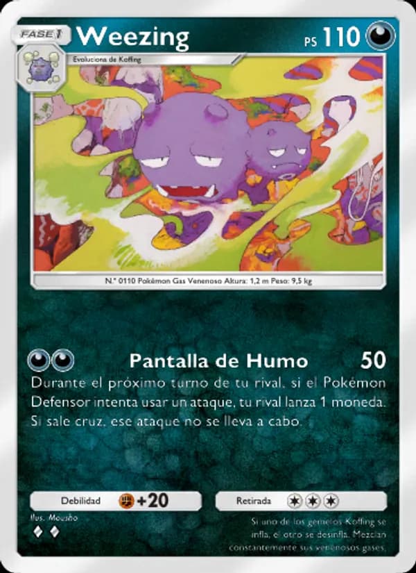 Weezing card in Spanish