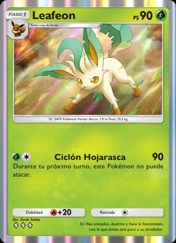 Leafeon card in Spanish